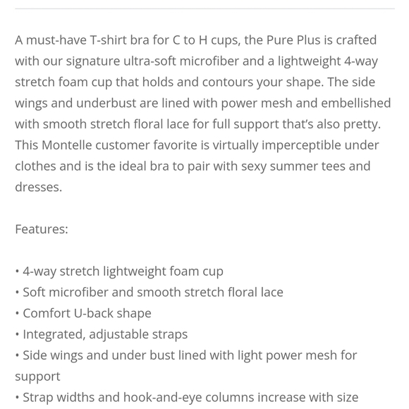 NWT Black Underwire Montelle Intimates Pure Plus Full Coverage T-Shirt Bra 34D - Picture 5 of 6